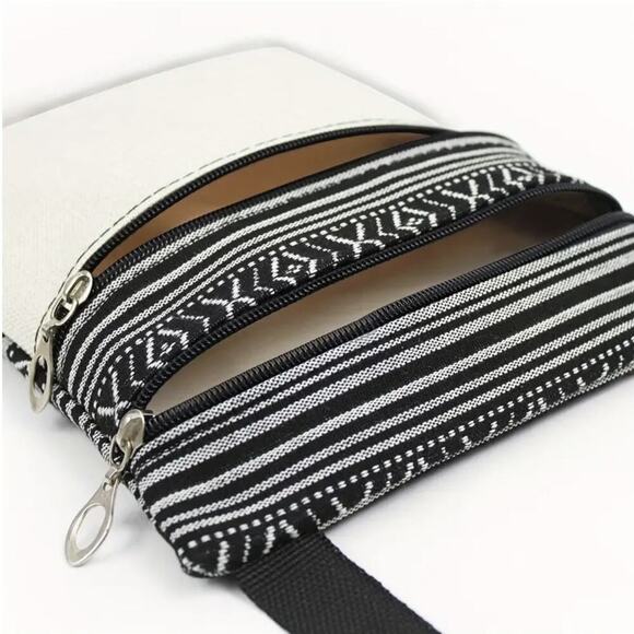 Cat Print Crossbody Bag NWT Aztec Stripe Adjustable Strap Zipper - Picture 2 of 5